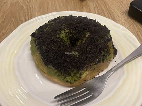 Matcha doughnut PHP150  at Odd Cafe in Makati