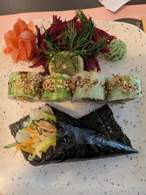 Some vegan sushi offerings at Sakura Sushi in Cairo