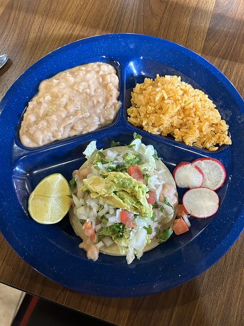 Kids meal with a veggie taco   at El Cora in Garberville