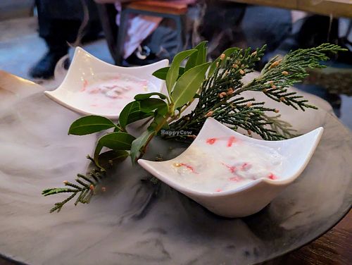Salted fermented beet ice with parsnip pate at Surrell in Seattle