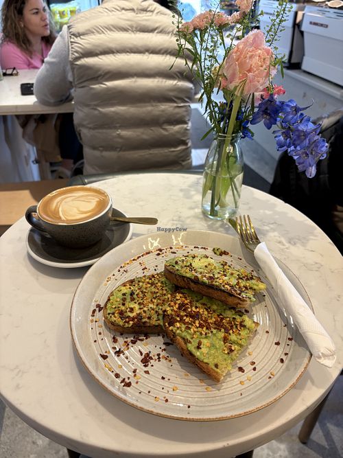 Avocado toast and oat milk cappuccino   at Mister Magpie Coffee in Ballsbridge