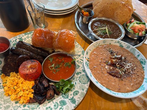 Vegan Bombay, chole puri, and porridge at Dishoom - Battersea in South West London