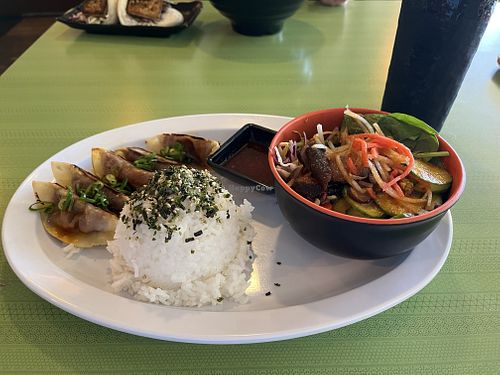 Dumpling Plate with Ube gyoza   at I Luv Dumplings in Honokaa