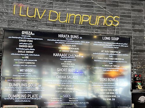 Menu (sorry couldn’t get a picture without glare)   at I Luv Dumplings in Honokaa