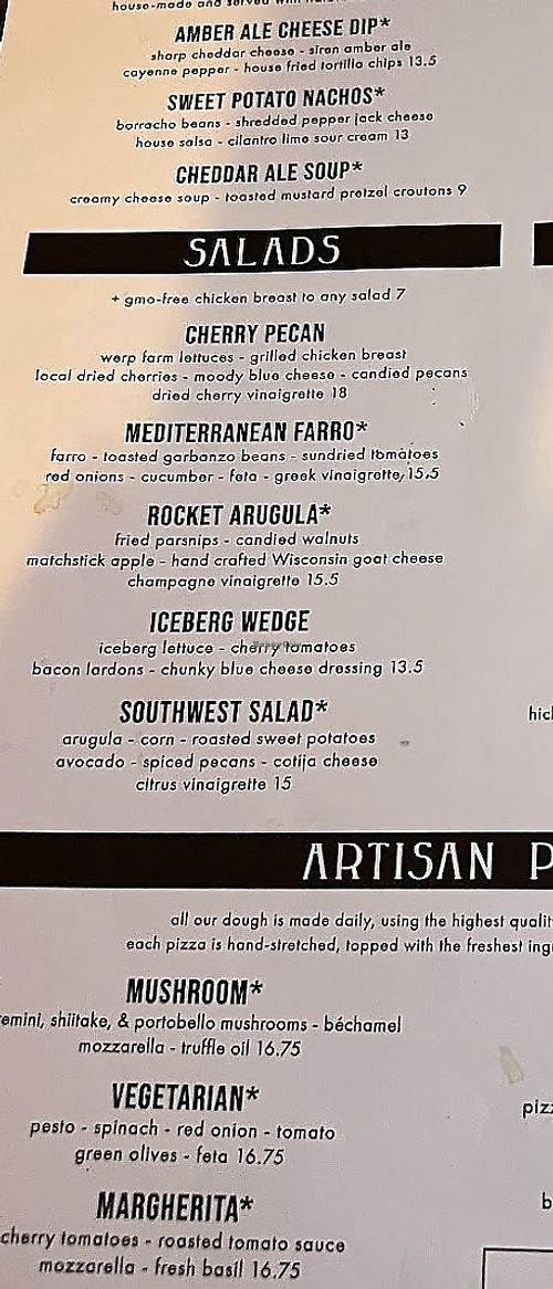The SW rice bowl has an asterisk, which means vegetarian, but the waiter asked the kitchen and was told it is made with chicken stock    at Jolly Pumpkin in Traverse City