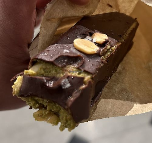 Matcha “snickers”: soft and crunchy, with a pinch of salt!  at JENKI - Selfridges in London
