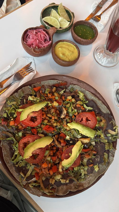Vegan Tlayuda  at La Popular in Oaxaca