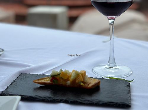 Vegan amuse-bouche offered by the Chef. Amazing !  at The Pavillion at Caille Blanc in Soufriere