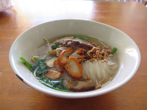 Vegan noodle soup at Hong Ming Vegetarian Food in Krabi