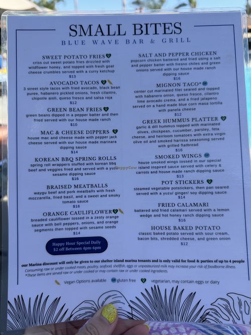 Menu   at Blue Wave Bar & Grill in San Diego