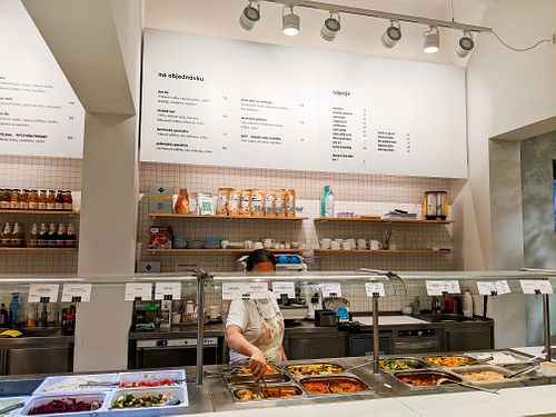 Menu board at Loving Bistro at Loving Bistro in Prague