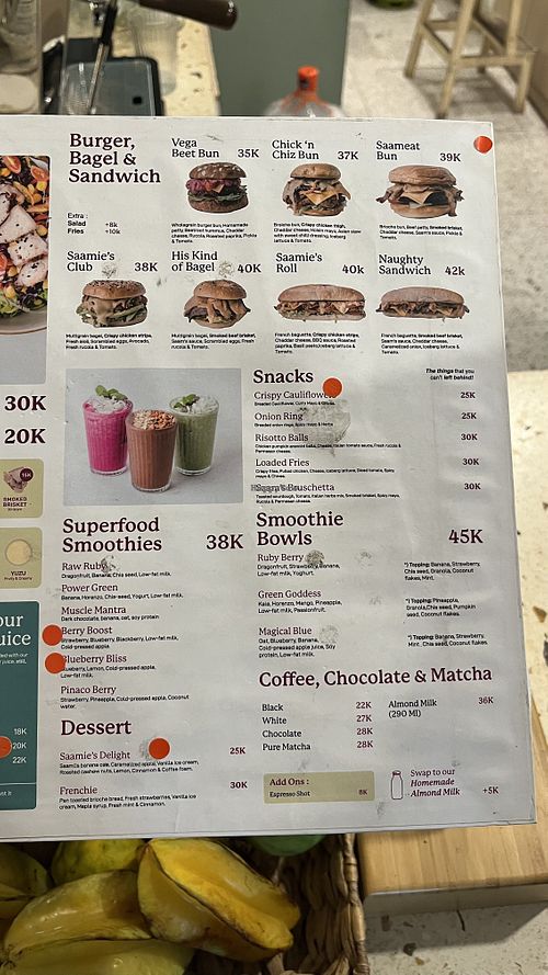 menu  at Saamie at Akkar in Yogyakarta