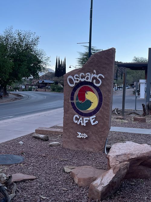 Outside  at Oscar's Cafe in Springdale