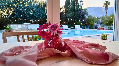 The view to the pool which is open for all to use.  at Comunidad Inspira in Mallorca