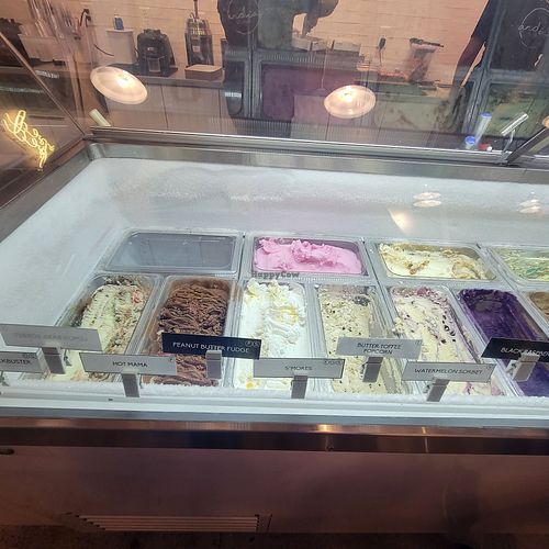 Half of the ice cream offerings at Andia's Ice Cream in Raleigh