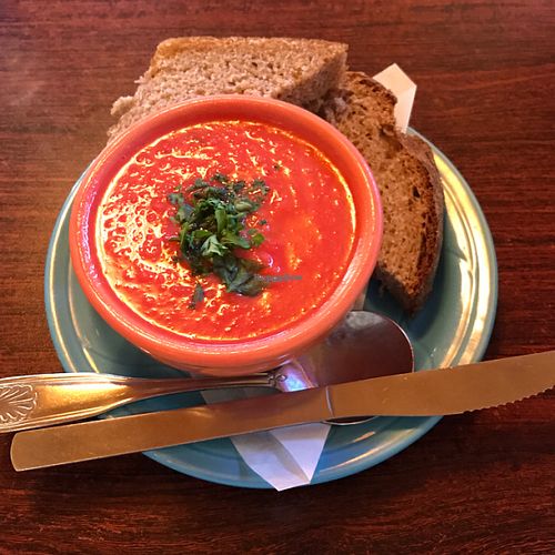 ginger beet soup at Two Sisters Bakery in Homer