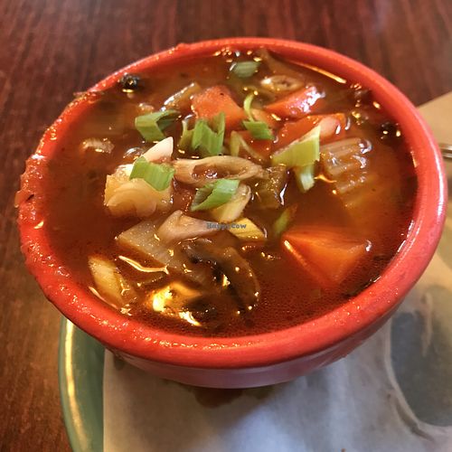 Vegan Italian veg soup  at Two Sisters Bakery in Homer