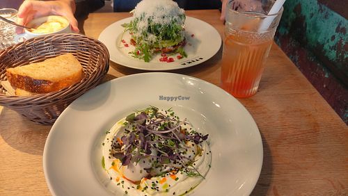 Smashed avocado with egg in croissant and hungarian eggs at STIKA in Budapest