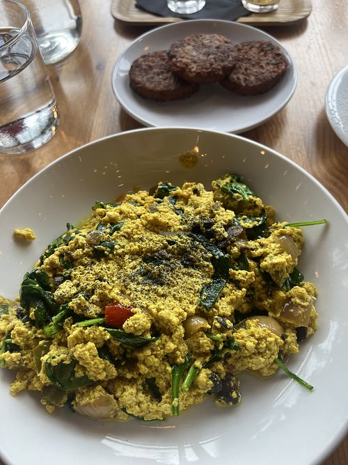 Tofu scramble with vegan sausage  at Archie's Social House in Traverse City