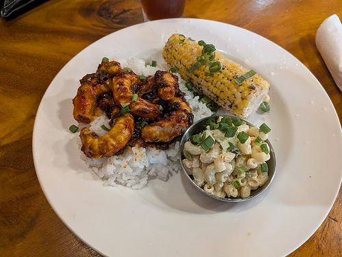 Bbq shrimp plate at 9th Island Vegan in Haleiwa
