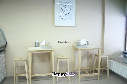 Here you can sit and enjoy the buffet. at All Vegan in Prague