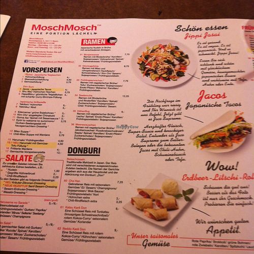 Speisekarte  at Mosch Mosch in Bonn