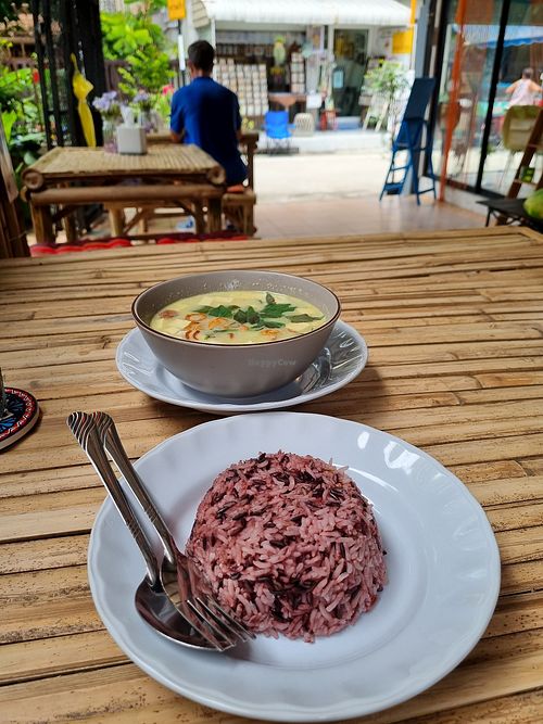 Green curry at Secret Garden Vegan Restaurant in Chiang Mai