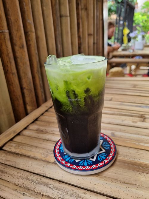 Iced green tea at Secret Garden Vegan Restaurant in Chiang Mai