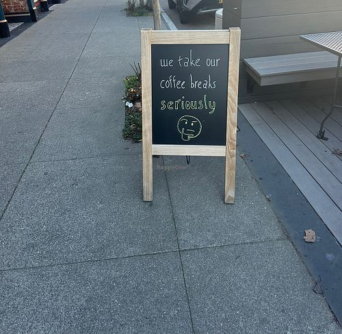 Sign out front   at Gallery Coffee Roasters  in Woodland
