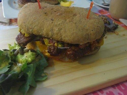 Tempeh sandwich at Rayen Vegano in Madrid