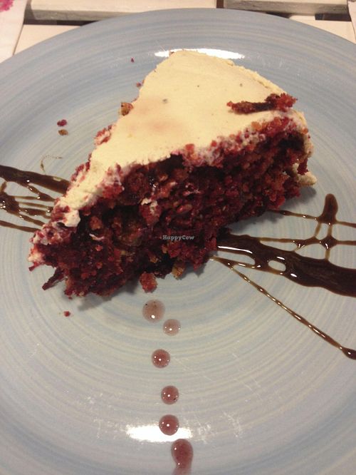 Fantastic red-beet carrot cake!  at Rayen Vegano in Madrid