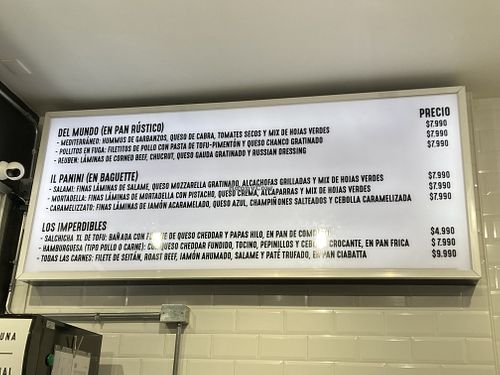 Types and prices of sandwiches   at Machete Carnicería Vegana - Providencia in Santiago