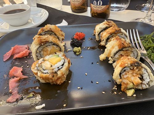 Served with vegan ‘cavier’ seaweed and gingerr  at Gastrobar Bibi in Plentzia