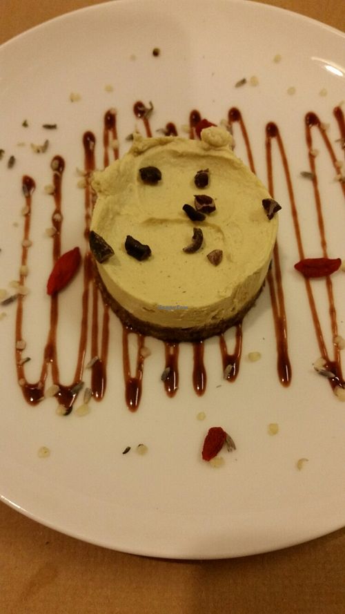 ' The unforgettable cake of the day'.
An incredibly scrumptious vegan cheesecake.  at El Cafe Blueproject in Barcelona