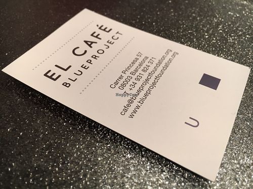 Business card at El Cafe Blueproject in Barcelona