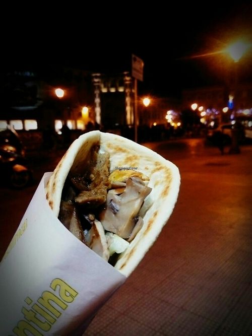 vegan kebab plus mushrooms at Piadina Salentina in Lecce