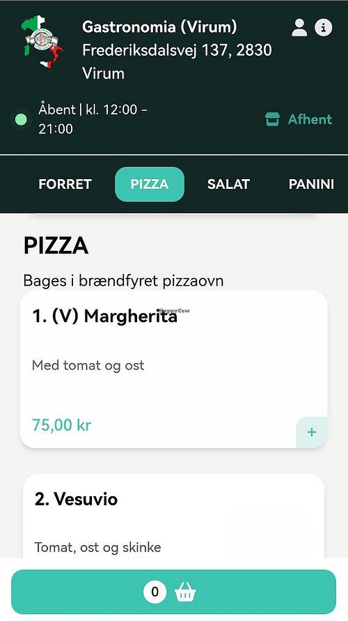 Order in restaurant or press 'add' online, to add vegan cheese instead of regular dairy cheese. at Gastronomia Italiana    in Virum