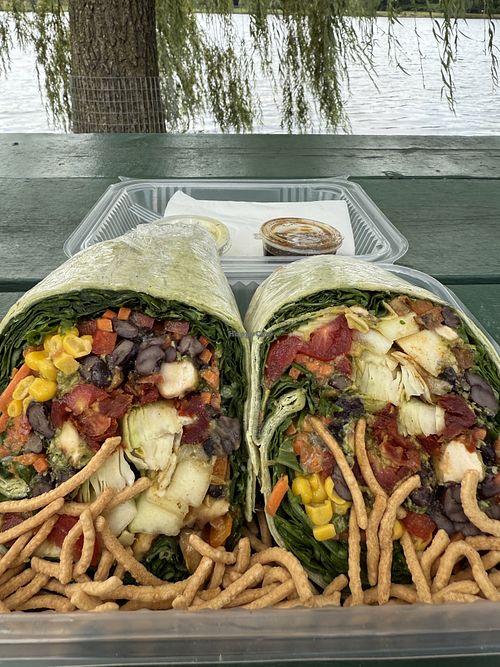 Best veggie wrap ever.   Yes it was HUGE!!  at The Juice Collective in Elmira