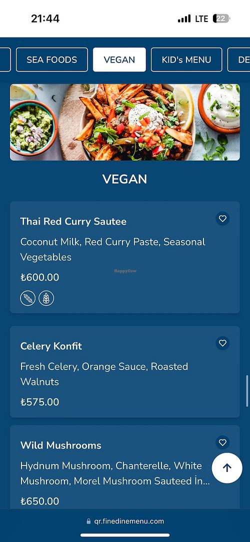 Vegan menu  at 1700 Babadağ Cafe in Fethiye