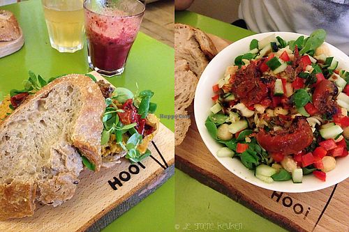 Hummus sandwich and pasta salad. at Hooi in Utrecht