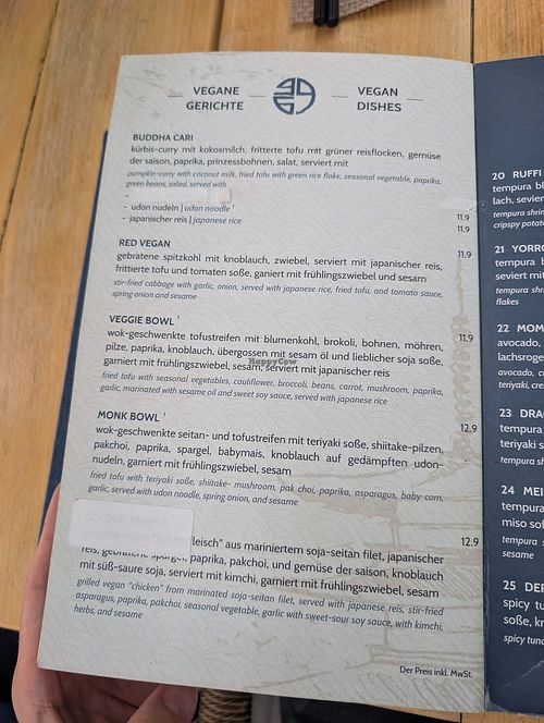 Speisekarte at 969 Kyoto in Jena