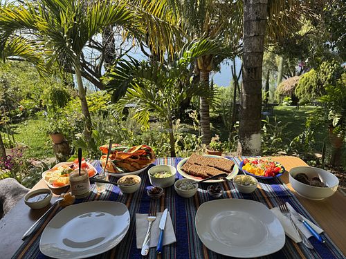 Breakfast spread  at The Glowing Gourmet in San Pablo La Laguna