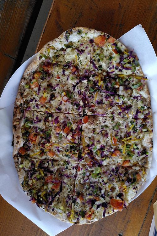 Vegan Flammkuchen at Burgschänke Wolfsburg in Neustadt
