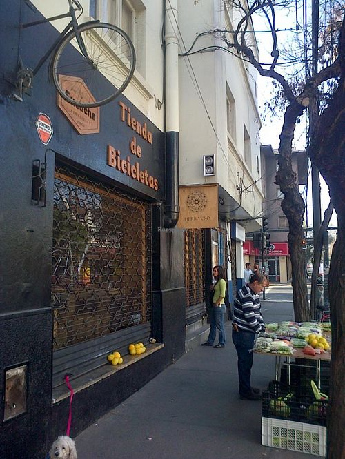 Look for the bike sticking out of the wall, that's how you find this place. Closed on Sundays now )o: at Herbivoro in Santiago