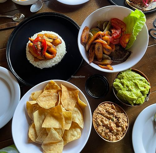Arroz con Plátano, plato vegano, guacamole, Silik pak.  at Restaurante Cenotes Hacienda Mucuyché in Mucuyche