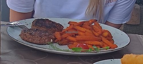 Beyond burger patty with sweet potato at Liburnija Pizza & Restaurant in Biograd Na Moru