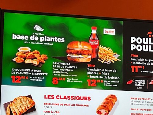 Sandwiches and nuggets on the menu at Pizza Pizza - Notre Dame in Montreal