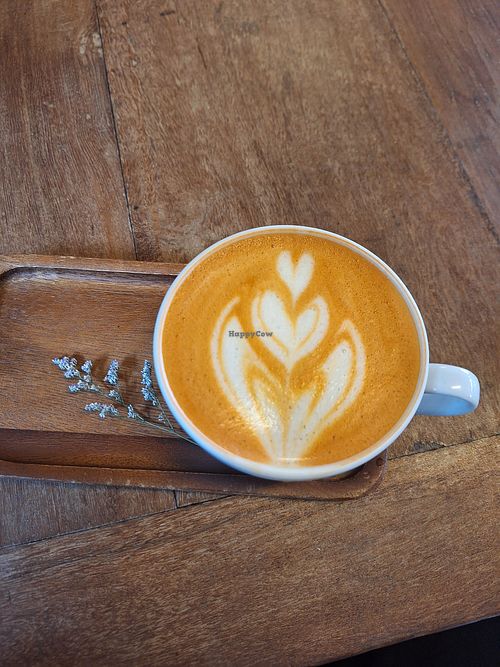 Hot thai tea with almond milk at Slole in Bangkok