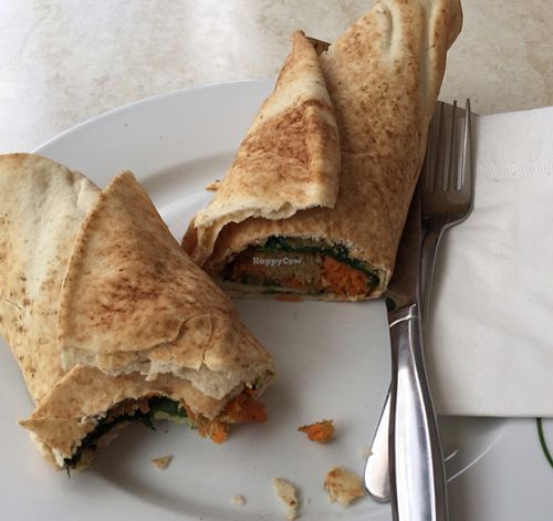 vegan falafel wrap at Invita Living Food in Melbourne