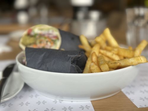 Falafel wrap with vegan sauce  at GRC Steakhouse Co in Loutraki